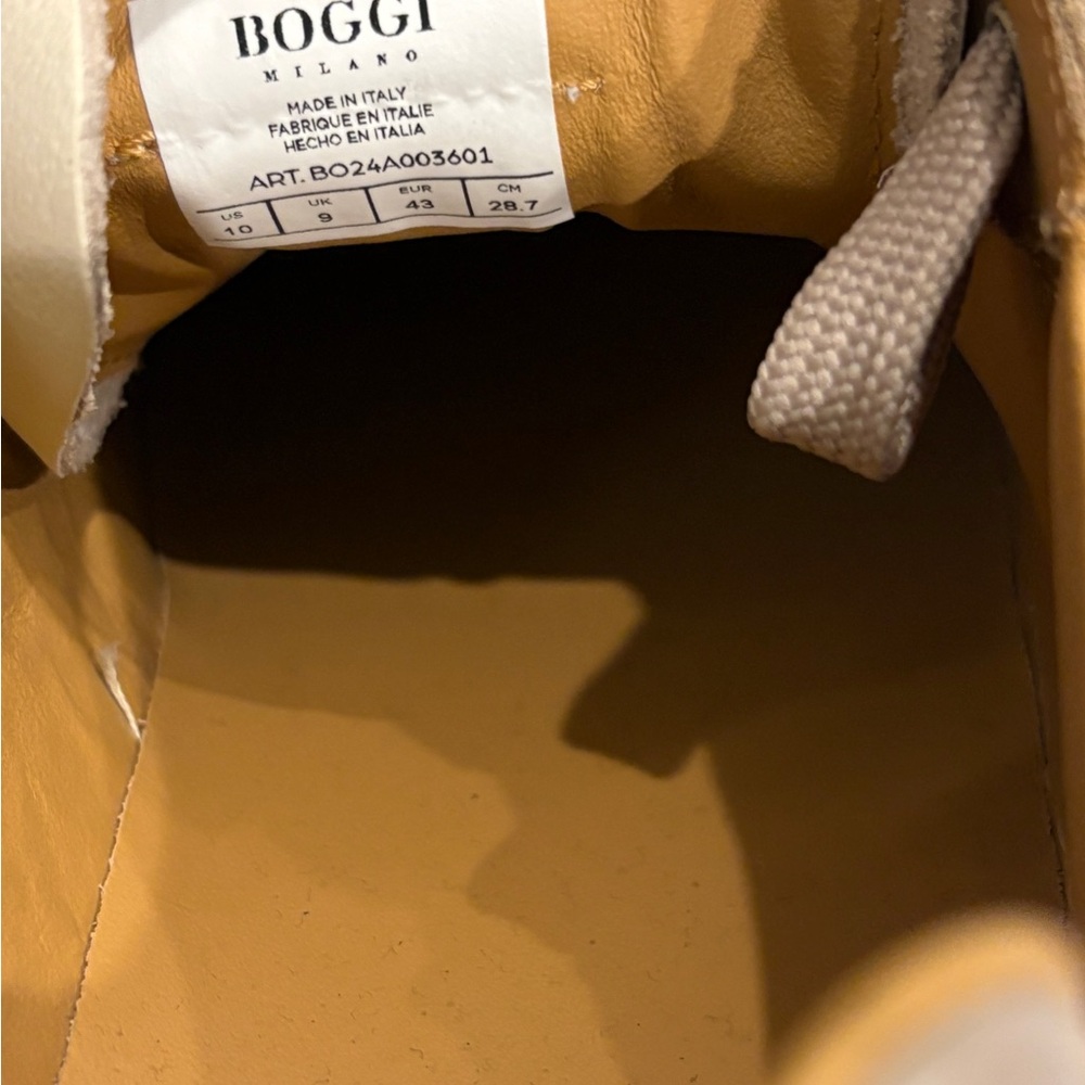 BOGGI Milano Men's Tan and White Casual Sneakers 10 NEW Made in Italy - Picture 10 of 10